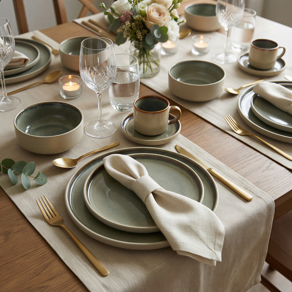 SERWIS OBIADOWYO KAWOWY 30 EL. DLA 6 OSÓB FILIŻANKI DO KAWY SZARY CERAMIKA