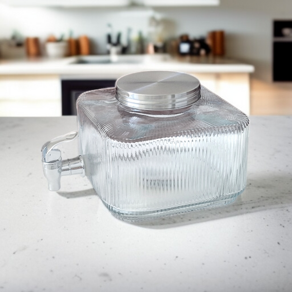 SŁÓJ Z KRANIKIEM DO LODÓWKI SŁOIK 3 L SZKLANY Z KRANEM NA WODĘ LEMONIADĘ