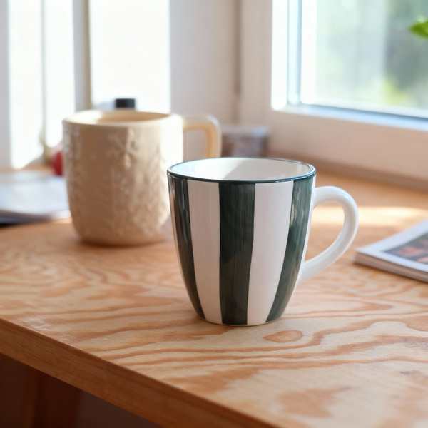 KUBEK 350ML DO ŚWIĄTECZNY CERAMIKA ZIELONO-BIAŁY, ZMYWARKA