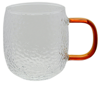 SZKLANKA KUBEK SZKLANY DO KAWY I HERBATY 330 ml. Z BURSZTYNOWYM UCHEM