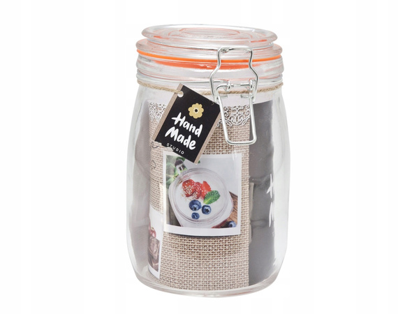 SŁOICZEK SŁOIK pojemnik SZKLANY z silikonowym zamknięciem 1000 ml