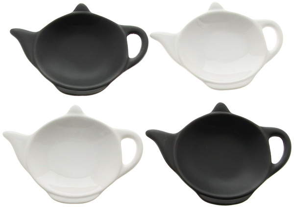 PODSTAWKA SPODEK NA TOREBKĘ HERBATY 4x PORCELANOWY