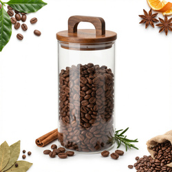 POJEMNIK SZKLANY 1000 ml SŁOICZEK Z BAMBUSOWĄ POKRYWKĄ