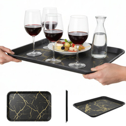 TACA KUCHENNA KELNERSKA CZARNA ANTYPOŚLIZGOWA DO SERWOWANIA 45,5×35,5×2 CM