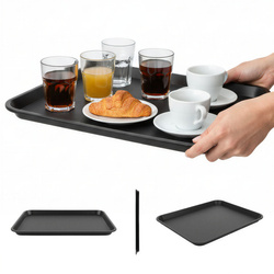 TACA KUCHENNA KELNERSKA CZARNA ANTYPOŚLIZGOWA 45,5×35,5×2 CM PROSTOKĄTNA