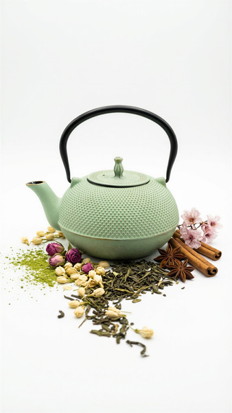 CZAJNIK ŻELIWNY IMBRYK 1.8L DUŻY MIĘTOWY DO HERBATY + ZAPARZACZ STALOWY