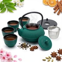 CZAJNIK ŻELIWNY 1,5L ZAPARZACZ DO HERBATY 4 CZARKI ZESTAW 5 ele NA PREZENT