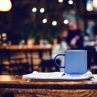 SZKLANKA SZKLANA KUBEK DO KAWY I HERBATY 310 ml. 8,7 cm BŁĘKIT