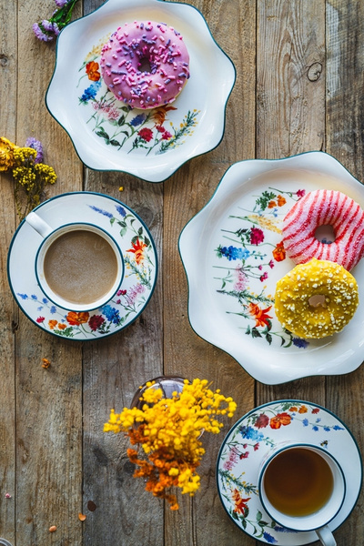 TALERZ CERAMICZNY 21 CM PANI KWIATEK PATERA DO SERWOWANIA DESERÓW