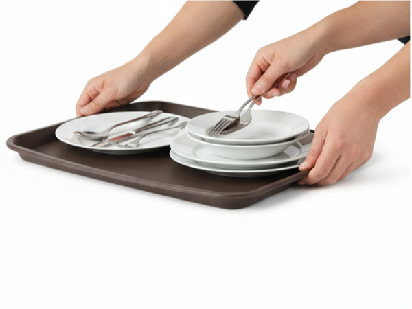 TACA KUCHENNA KELNERSKA ANTYPOŚLIZGOWA BRĄZOWA PROSTOKĄTNA 45,5×35,5×2 cm