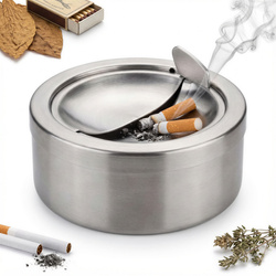 POPIELNICZKA ZAMYKANA METALOWA NA BALKON SREBRNA