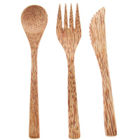SZTUĆCE DREWNIANE KOKOS WIDELEC NÓŻ ŁYŻKA ZESTAW