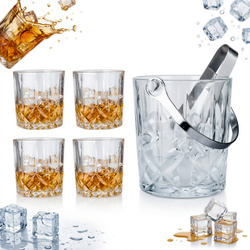 ZESTAW DO WHISKY 6 ELEMENTÓW: SZKLANKI +WIADERKO DO LODU + SZCZYPCE PREZENT