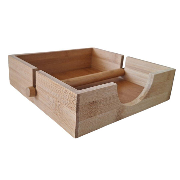 SERWETNIK POJEMNIK NA SERWETKI CHUSTECZNIK STOJAK PUDEŁKO BAMBUSOWE 18,5 cm