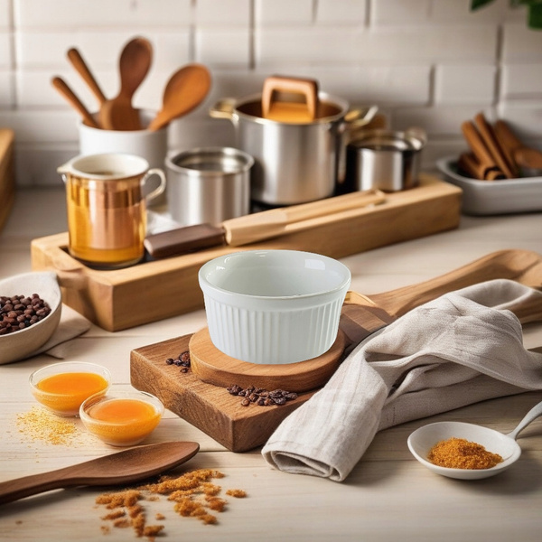 Ceramiczna MISECZKA do CREME BRULLE biała OMBRES zestaw 8szt + opalarka