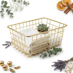 KOSZYK METALOWY ZŁOTY DRUCIANY NA OWOCE OZDOBNY