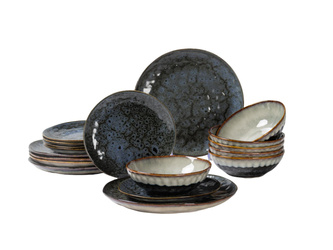 SERWIS OBIADOWY CERAMICZNY 18 ELEMENTÓW DLA 6 OSÓB NAVY GREY OMBRES