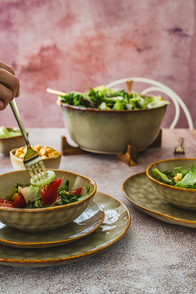 SERWIS OBIADOWY CERAMICZNY 18 ELEMENTÓW DLA 6 OSÓB LIGHT BROWN OMBRES INSTA