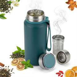 TERMOS KUBEK TERMICZNY PODRÓŻNY STALOWY 650 ml  DO KAWY HERBATY WODY +SITKO