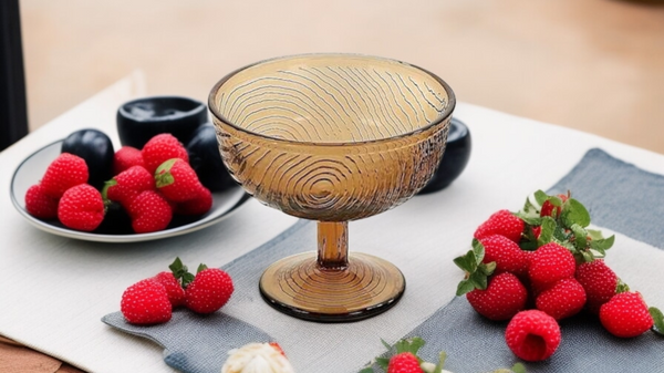 PUCHAREK 300ML SZKLANY NA LODY DESER SALATERKA DO DESERÓW glass BROWN