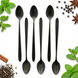 ŁYŻECZKI CZARNE ZESTAW DO KAWY ŁATTE DŁUGIE 6 szt