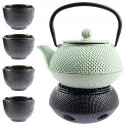 ZAPARZACZ ŻELIWNY 0,8 CZAJNIK 4x CZARKI DO HERBATY