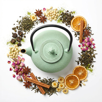 CZAJNIK ŻELIWNY IMBRYK 1.8L DUŻY MIĘTOWY DO HERBATY + ZAPARZACZ STALOWY