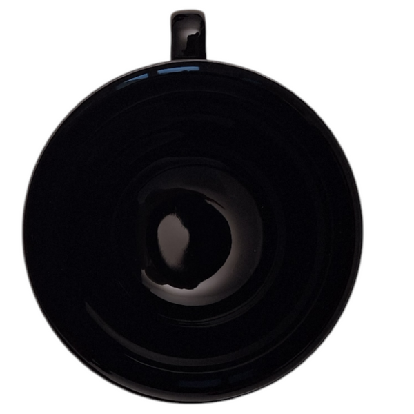 FILIŻANKA CERAMICZNA CZARNA 260ml ZE SPODKIEM AŻUROWYM DO KAWY HERBATY