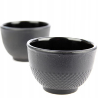 FILIŻANKI CZARKI ŻELIWNE ZESTAW DLA 6 OSOB DO HERBATY I ZIÓŁ 100 ml CZARNE