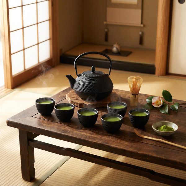 CZAJNIK ŻELIWNY ZAPARZACZ 1,8L Z ZESTAW 6 CZAREK DO HERBATY ZIÓŁ CZARNY