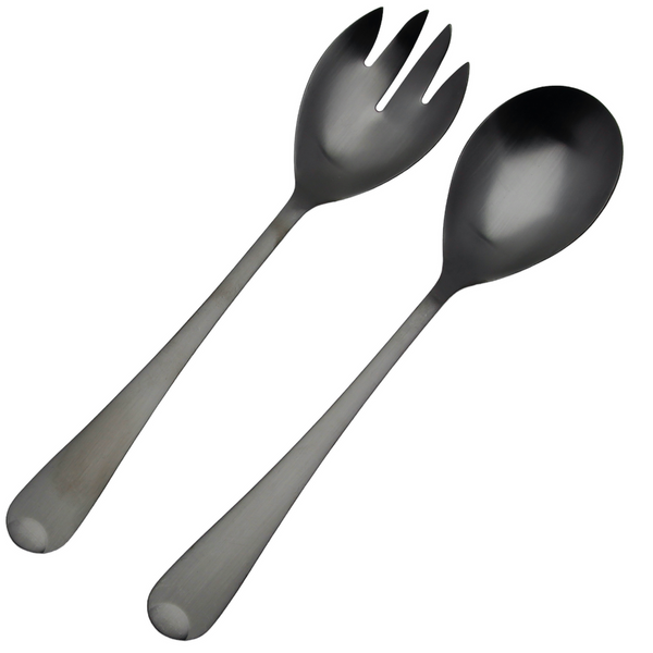 ŁYŻKI DŁUGIE SZTUĆCE DO SAŁAT SAŁATEK WIDELEC ŁYŻKA ZESTAW 2SZT CZARNE