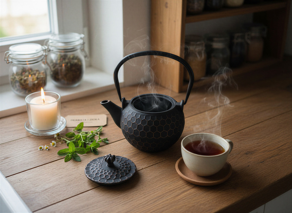 CZAJNIK ŻELIWNY IMBRYK PSZCZÓŁKA 1,2L ZAPARZACZ DO HERBATY I ZIÓŁ ŻELIWO