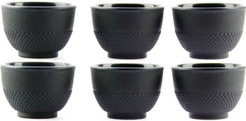 FILIŻANKI CZARKI ŻELIWNE ZESTAW DLA 6 OSOB DO HERBATY I ZIÓŁ 100 ml CZARNE
