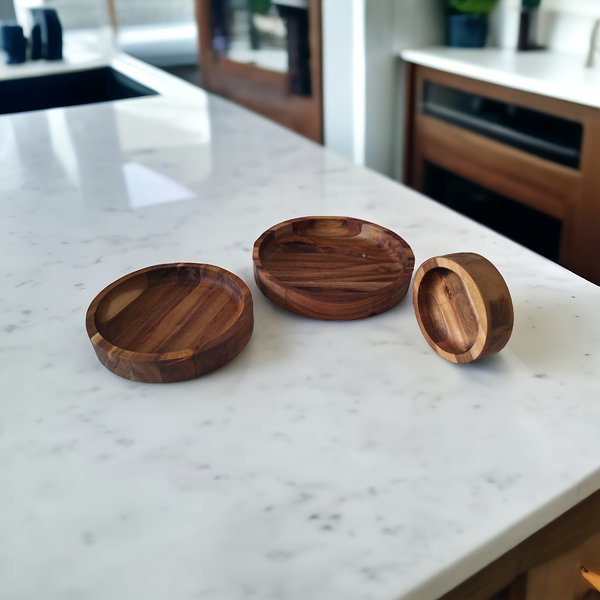 TALERZ PATERA Z DRRZEWA AKACJI DO SERWOWANIA PODAWANIA DAŃ TACA 16 x 3 cm