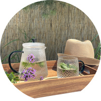 Żaroodporny szklany ZESTAW JACK zaparzacz + 2 szklanki ZIELONY