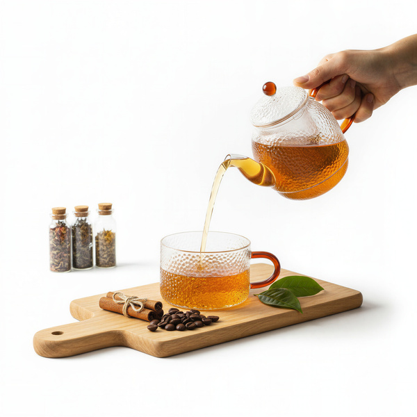 CZAJNIK DZBANEK Z ZAPARZACZEM 0,5L Z FILIŻANA 250ml ZESTAW DO HERBATY SZKŁO