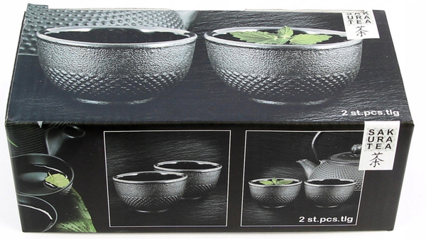 FILIŻANKI CZARKI ŻELIWNE ZESTAW DLA 6 OSOB DO HERBATY I ZIÓŁ 100 ml CZARNE