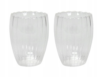 SZKLANKA termiczna wzór FLOWER 300 ml bez ucha 2 sztuki PODWÓJNE ŚCIANKI