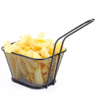 KOSZYCZEK DO SERWOWANIA FRYTEK PRZEKĄSEK MINI STALOWY KOSZYCZEK CZARNY