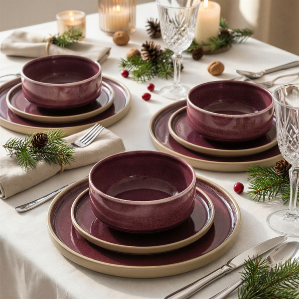 SERWIS OBIADOWY KOMPLET TALERZY 18EL. ZASTAWA OBIADOWA ZESTAW NA 6 OSÓB