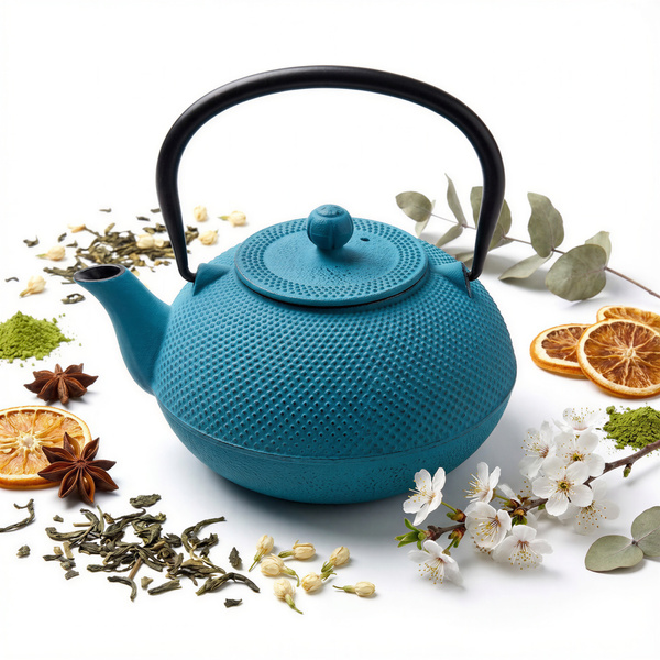 CZAJNIK ŻELIWNY IMBRYK 1.8L DUŻY TURKUSOWY DO HERBATY + ZAPARZACZ STALOWY