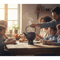 CZAJNIK ŻELIWNY IMBRYK 1,8L ZAPARZACZ DO HERBATY + PODGRZEWACZ + WIDELCZYK