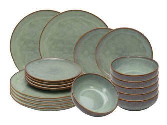 SERWIS OBIADOWY ŚNIADANIOWY 18el  ZESTAW TALERZY DLA 6 OSÓB BROWN MINT