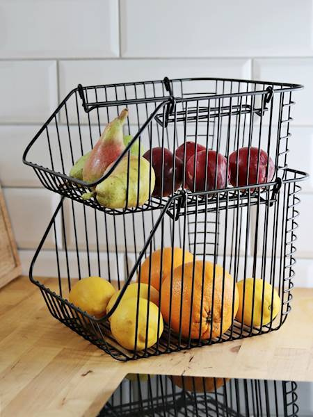 KOSZYK METALOWY PIĘTROWY CZARNY NA WARZYWA OWOCE