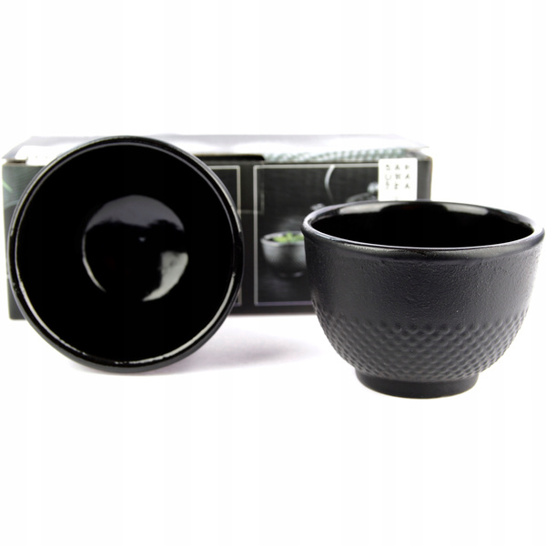 FILIŻANKI CZARKI ŻELIWNE ZESTAW DLA 4 OSOB DO HERBATY I ZIÓŁ 100 ml CZARNE