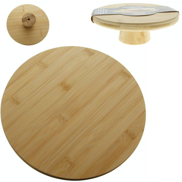 PATERA TALERZ NA CIASTO PRZEKĄSKI OWOCE 20 cm BAMBUSOWA DREWNIANA NA NODZE