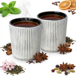 CZARKI BIAŁE ŻELIWNE FILIŻANKI 2 SZT ZESTAW ŻELIWNY DO HERBATY I ZIÓŁ 100ml