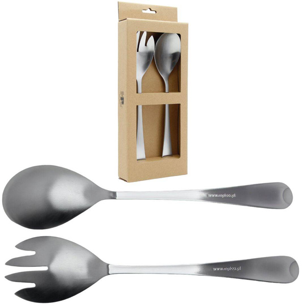 ŁYŻKI DŁUGIE SZTUĆCE DO SAŁAT SAŁATEK WIDELEC ŁYŻKA ZESTAW 2SZT SREBRNE