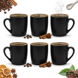 KUBKI CERAMICZNE 6x DO KAWY HERBATY 300ml SZARY