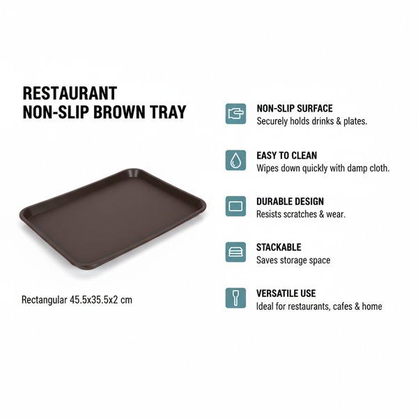 TACA KUCHENNA KELNERSKA ANTYPOŚLIZGOWA BRĄZOWA PROSTOKĄTNA 45,5×35,5×2 cm